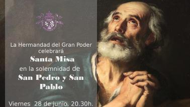 Santa Misa Solemne en la víspera de la festividad de San Pedro y San Pablo, viernes 28 de junio a las 20:30h